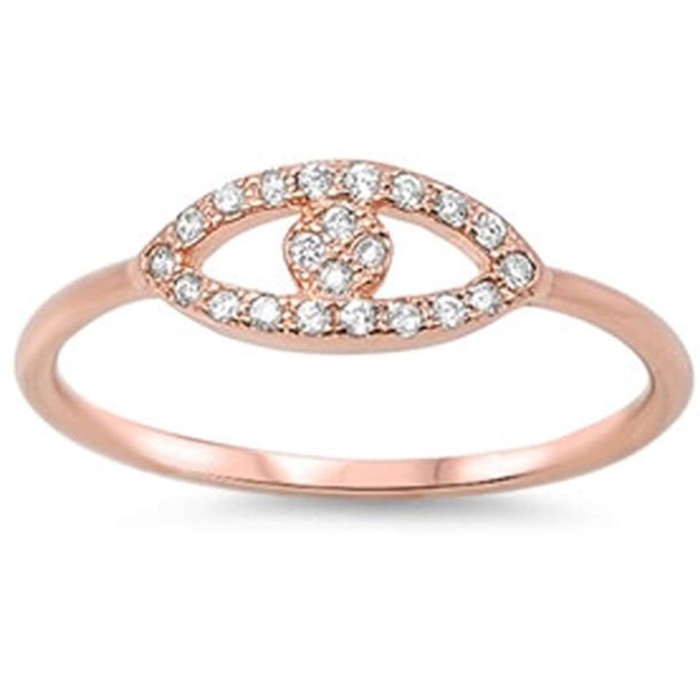 Rose Gold Plated Evil Eye CZ Midi Ring